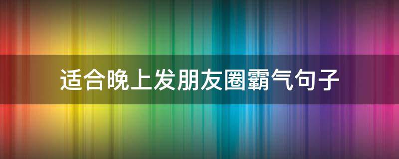 适合晚上发朋友圈霸气句子