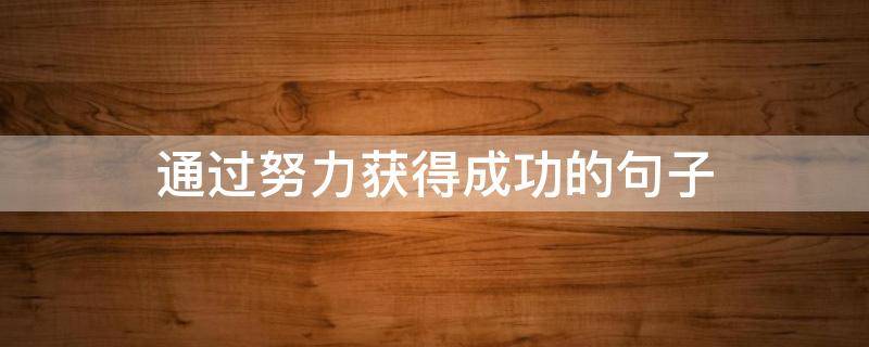 通过努力获得成功的句子 孩子通过努力获得成功的句子