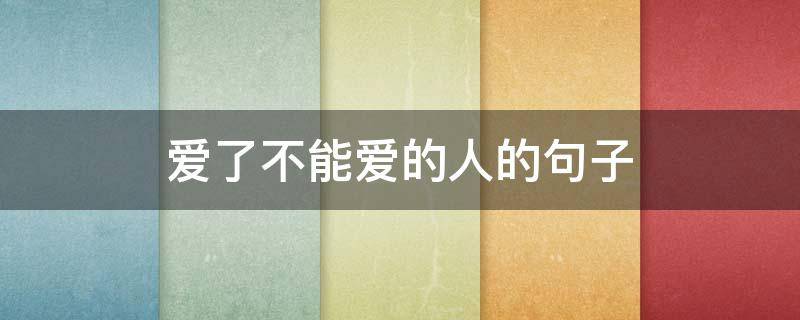 爱了不能爱的人的句子