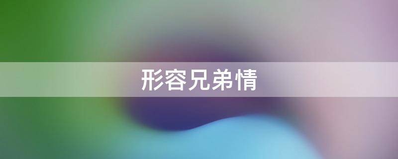 形容兄弟情（形容兄弟情深的诗句）
