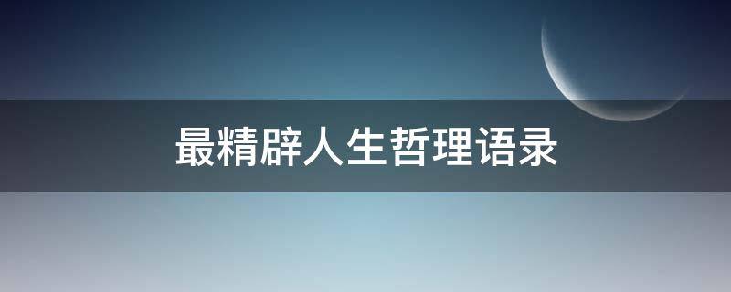 最精辟人生哲理语录（最精辟人生哲理语录简短）