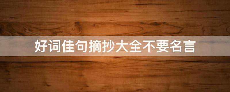 好词佳句摘抄大全不要名言