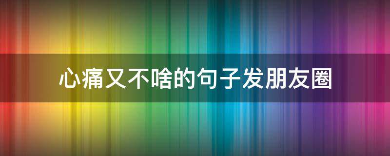 心痛又不啥的句子发朋友圈（心痛不已的悲伤说说句子）