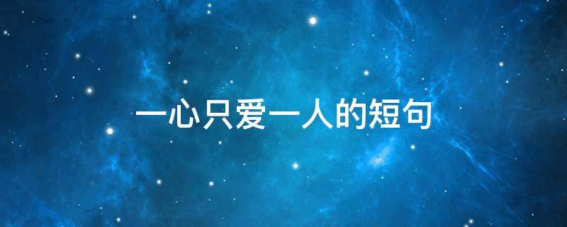 一心只爱一人的短句（一心只爱一人的句子）