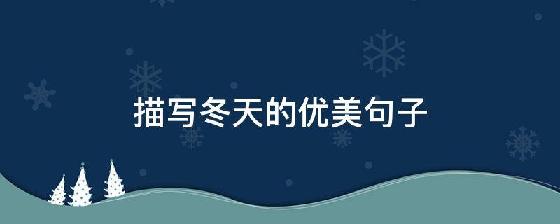 描写冬天的优美句子 描写冬天的优美句子短句