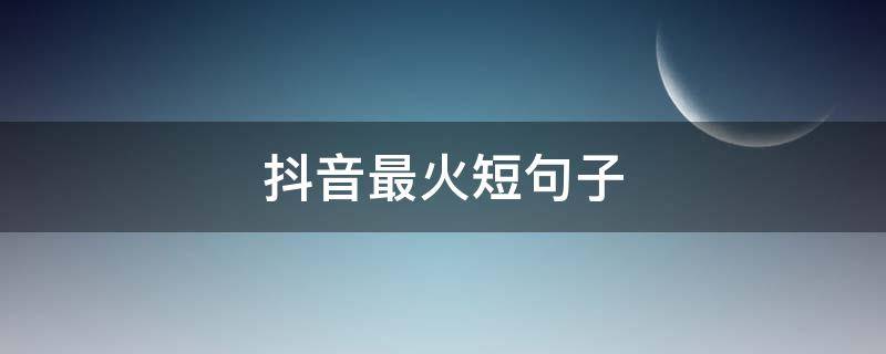 抖音最火短句子（抖音最火的短句子）