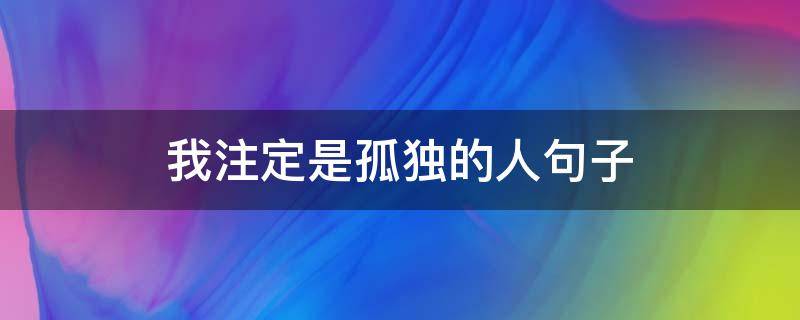 我注定是孤独的人句子