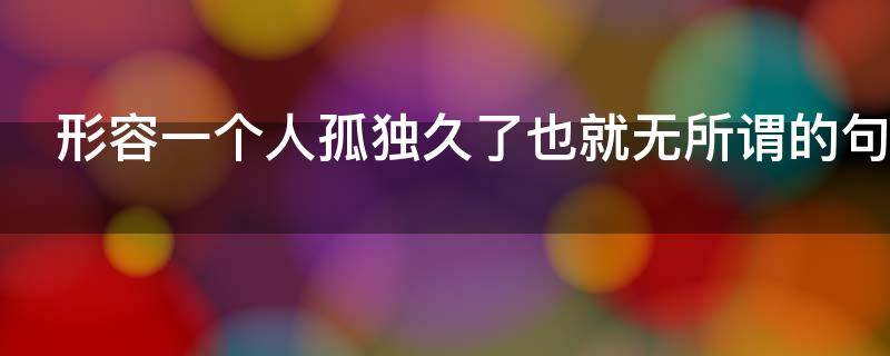 形容一个人孤独久了也就无所谓的句子
