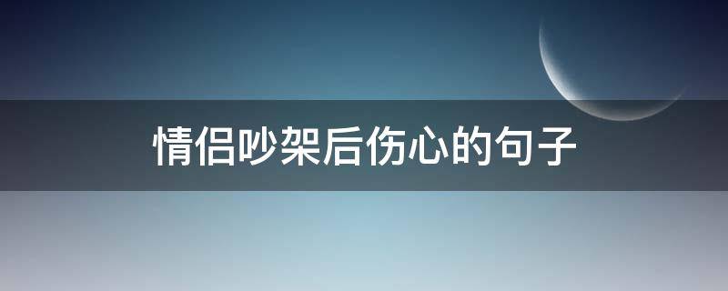 情侣吵架后伤心的句子（情侣吵架后伤感的句子）