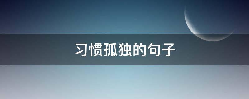 习惯孤独的句子