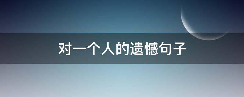 对一个人的遗憾句子