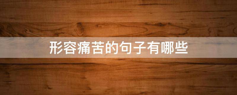 形容痛苦的句子有哪些