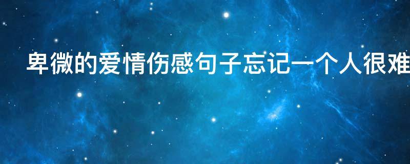 卑微的爱情伤感句子忘记一个人很难（卑微的爱情伤感文案）