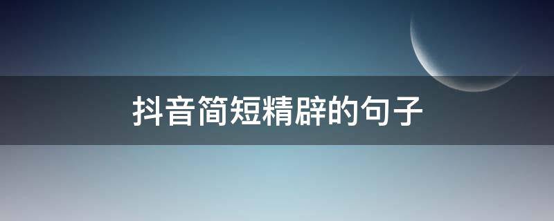 抖音简短精辟的句子（抖音简短精辟的句子10字）