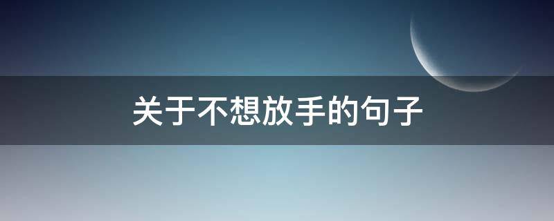 关于不想放手的句子