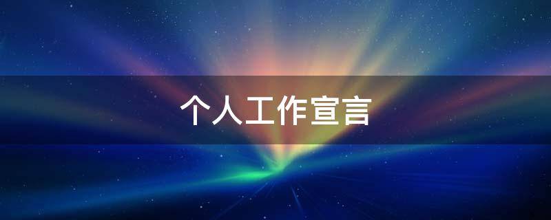 个人工作宣言（个人工作宣言简短有特色）