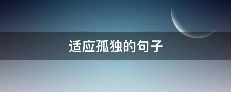 适应孤独的句子（适应孤独的文案）