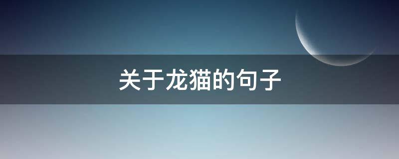 关于龙猫的句子