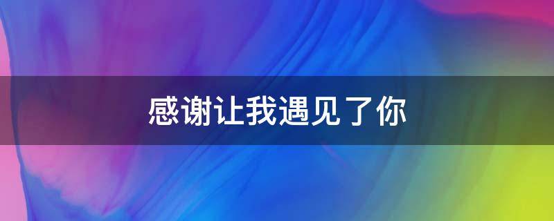 感谢让我遇见了你（感谢让我遇见了你说说）
