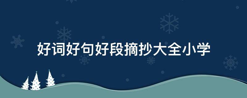 好词好句好段摘抄大全小学（写人好词好句好段摘抄大全小学）
