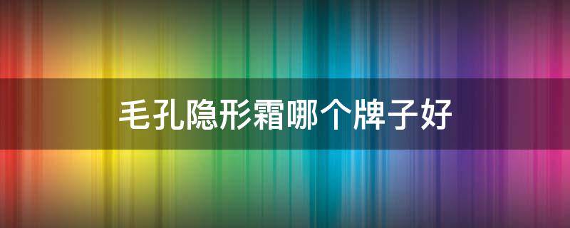 毛孔隐形霜哪个牌子好（毛孔隐形霜推荐）