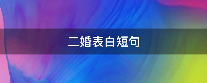 二婚表白短句（二婚表白的情话）