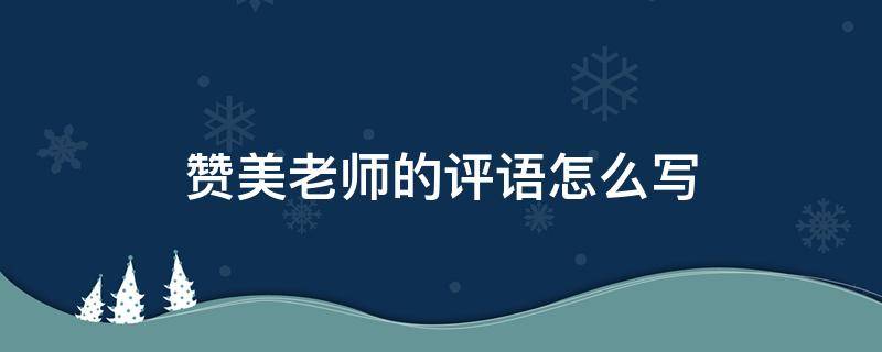 赞美老师的评语怎么写