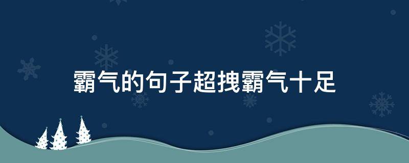 霸气的句子超拽霸气十足（霸气的句子超拽霸气十足英文）