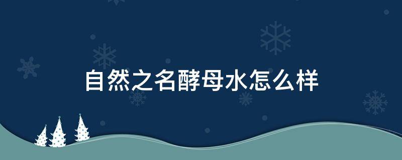 自然之名酵母水怎么样（自然之名酵母水怎么样为什么回收）