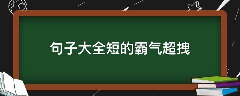 句子大全短的霸气超拽（句子大全短的霸气超拽30个字怎么写）