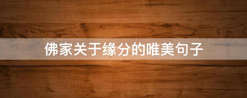 佛家关于缘分的唯美句子（佛家关于缘分经典语录）