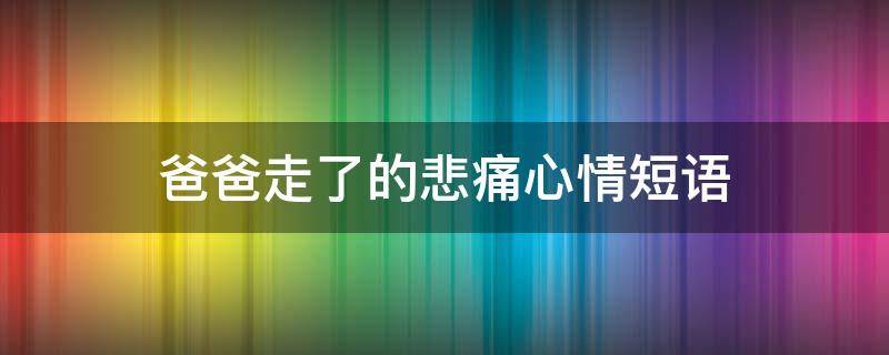 爸爸走了的悲痛心情短语（爸爸一路走好,愿天堂没有病痛）