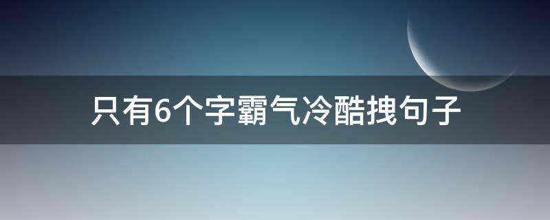 只有6个字霸气冷酷拽句子