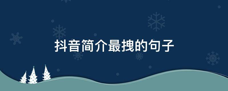 抖音简介最拽的句子（简短的抖音简介）