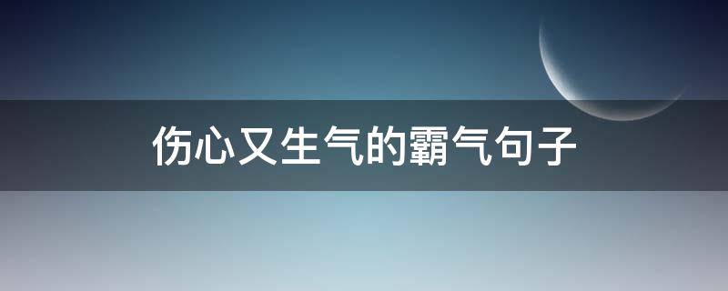 伤心又生气的霸气句子