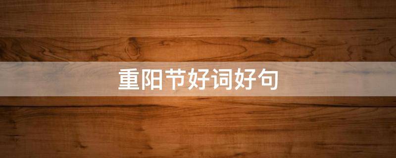 重阳节好词好句（重阳节好词好句摘抄大全）