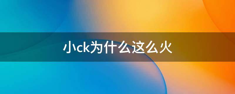小ck为什么这么火 为什么小ck那么火