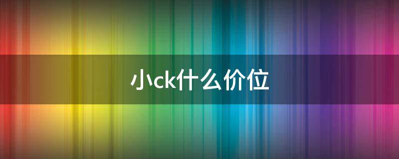 小ck什么价位（小ck贵吗）