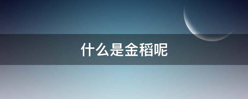 什么是金稻呢 金稻是什么意思