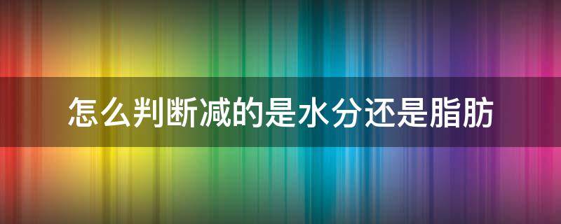 怎么判断减的是水分还是脂肪