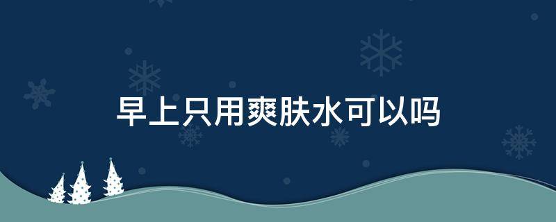 早上只用爽肤水可以吗（早上只用爽肤水可以吗男生）