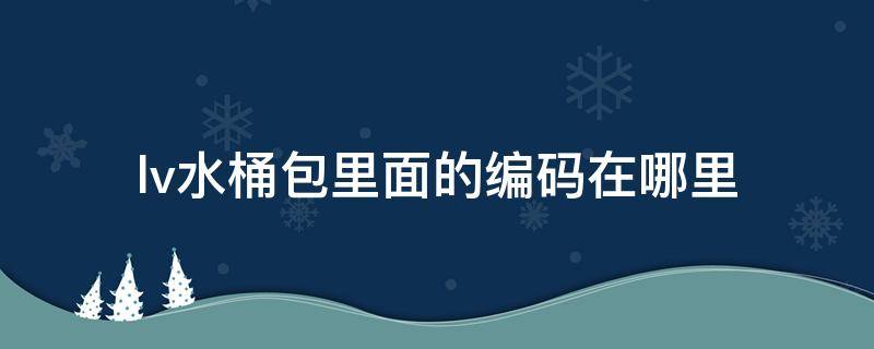 lv水桶包里面的编码在哪里 lv水桶包的编码查询