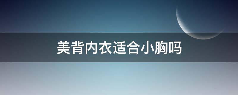 美背内衣适合小胸吗 美背内衣适合小胸吗