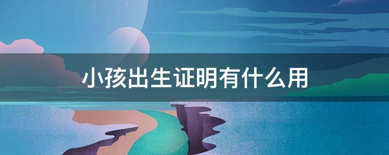 小孩出生证明有什么用（小孩出生证明有什么用途）