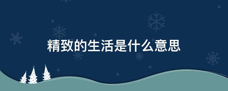 精致的生活是什么意思 精致的生活是什么意思呢