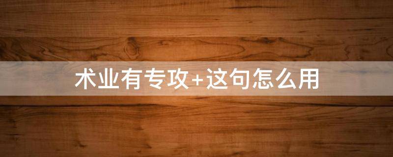 术业有专攻 术业有专攻 闻道有先后什么意思