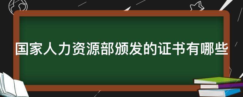国家人力资源部颁发的证书有哪些（国家人力资源部认可的证书）
