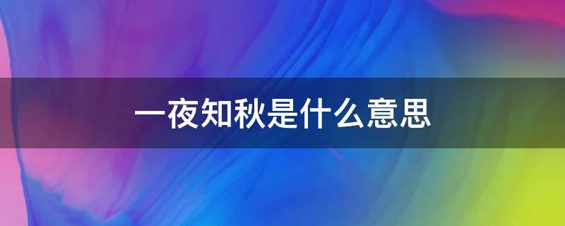 一夜知秋是什么意思 一夜知秋是什么意思啊