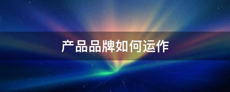 产品品牌如何运作（产品品牌如何运作起来）