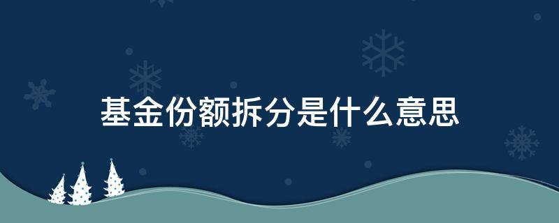 基金份额拆分是什么意思（基金份额拆分是怎么回事）